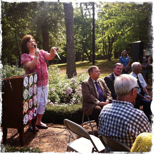 Angela addressed a crowd gathered in the Pineywoods Native Plant Center of SFA Gardens.